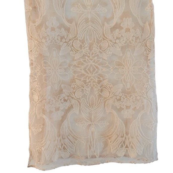 ANTHROPOLOGIE Sheer Lace Embroidered Maxi Skirt Rose Color Size M NEW Demure - Picture 9 of 13